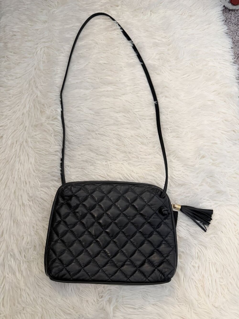 Vintage Charter Club Quilted Black Handbag Crossbody Purse